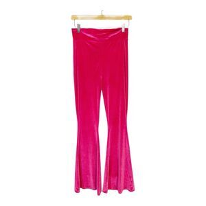 Lucky & Blessed LB Hot Pink Velour Velvet Pull On Bell Bottom Pants S